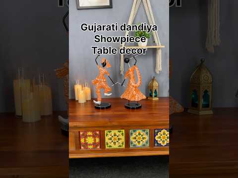 (Pack Of 2)  Orange Iron Musician Playing Garba Dandiya Showpiece