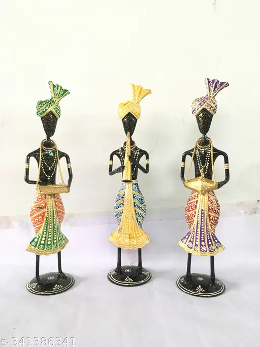 (Pack Of 3) Kraphy Wrought Iron Decorative Musician Showpiece image