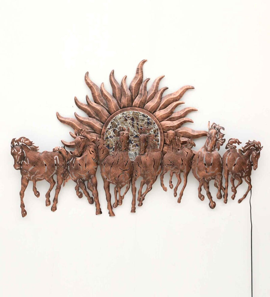 Spark Seven Horse Multicolor Metal LED Wall Art