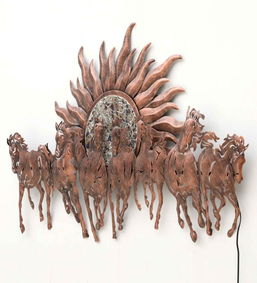Spark Seven Horse Multicolor Metal LED Wall Art