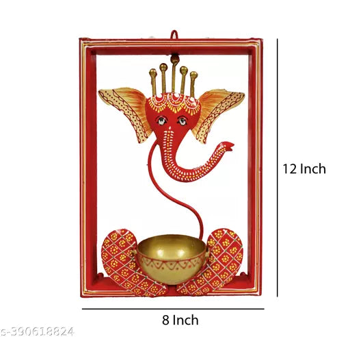 Decorative Metal Ganesha Tea Light Wall Hanging Frame