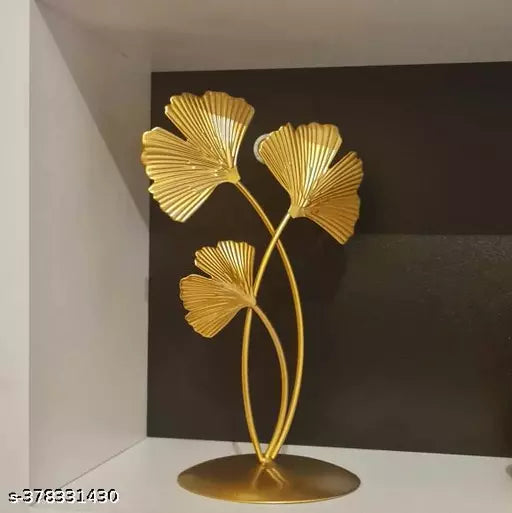 (Pack Of 2) Kraphy Metal Genko Leaf Table Decor Showpiece