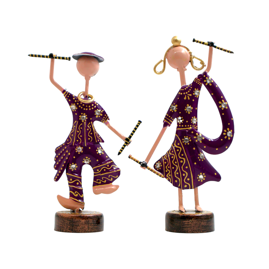 Rajasthani Musician Couple Metal Showpiece – 6 Inch