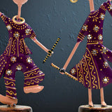 Rajasthani Musician Couple Metal Showpiece – 6 Inch thumbnail