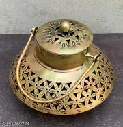 Kraphy Iron Handi Degchi Style And T-light Dhoop Holder With Bracket