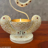 White Ganesh Ji Iron Tealight Candle Holder thumbnail