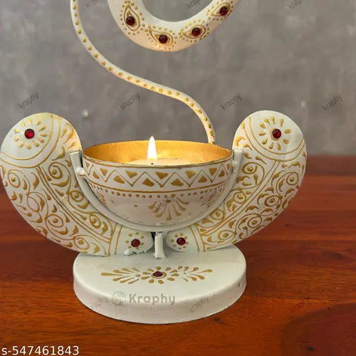 White Ganesh Ji Iron Tealight Candle Holder media 5