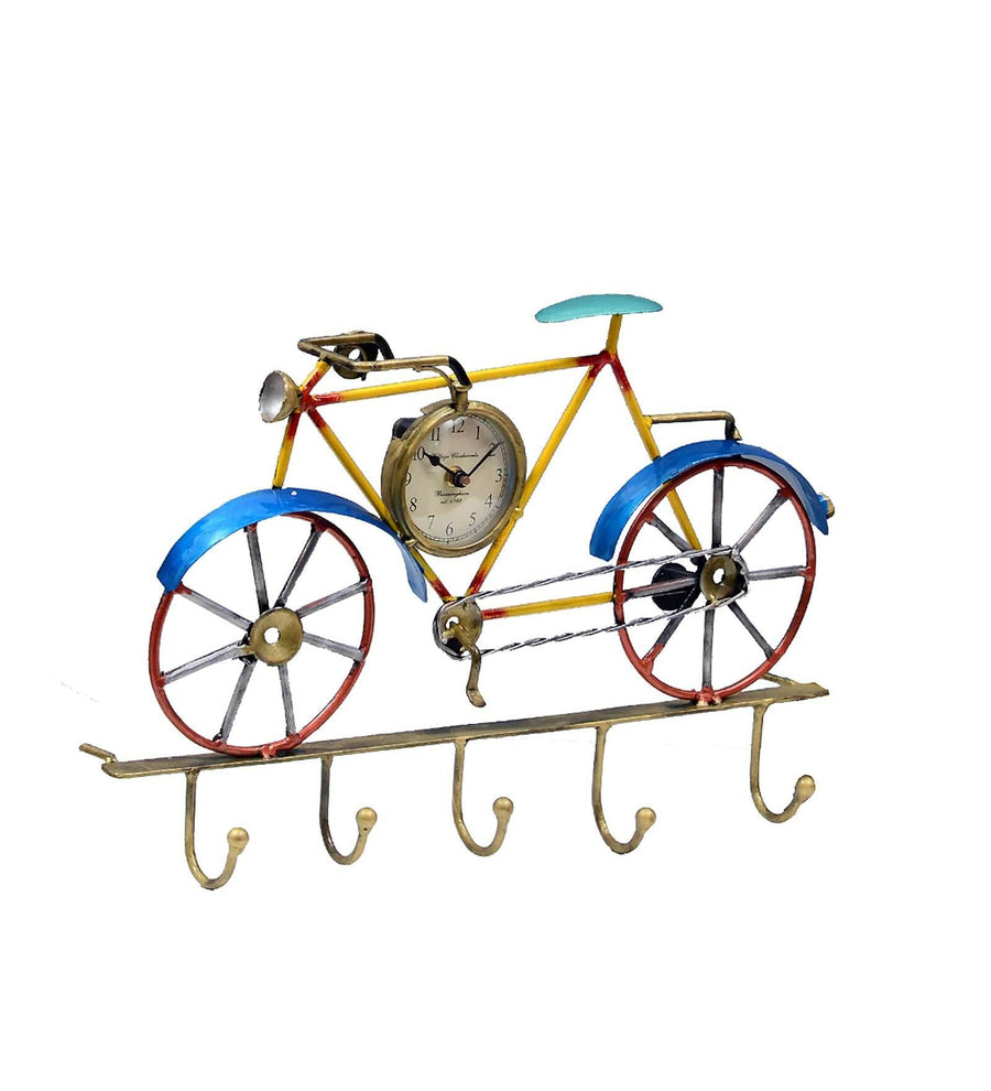 Yellow Iron Cycle With Clock Key Holder