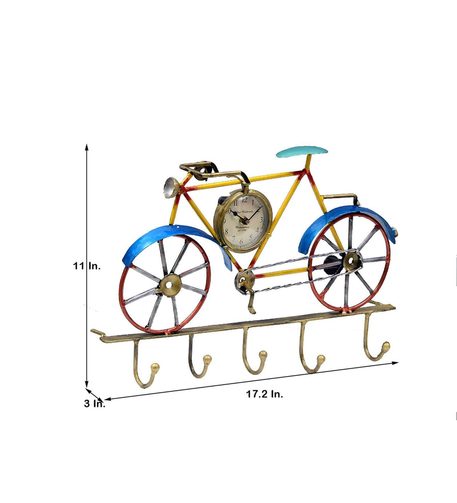 Yellow Iron Cycle With Clock Key Holder