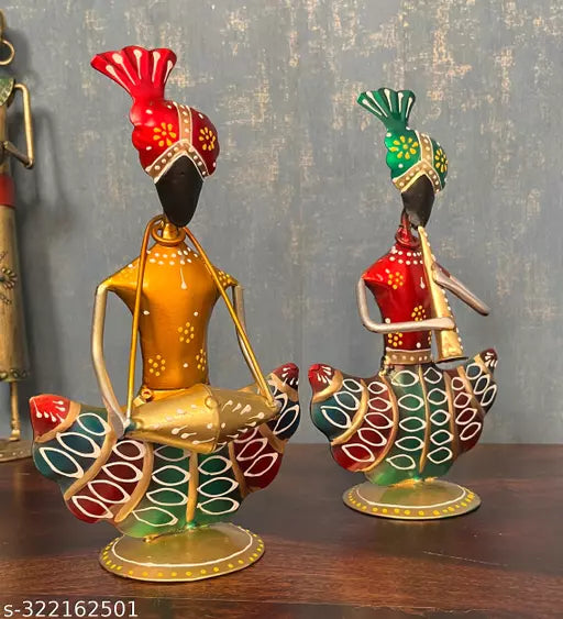 (Pack Of 2) Metal Multicolour Musician Table Décor Showpiece