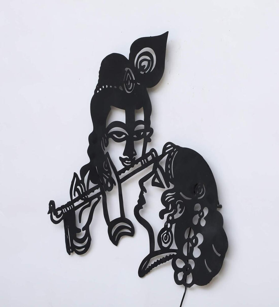 Brown Iron Radha Krishna Wall Art