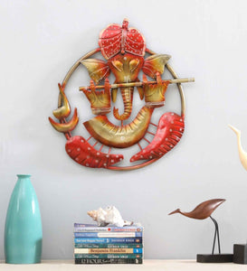 Ganesha Bansuri Multicolor Metal Wall Art