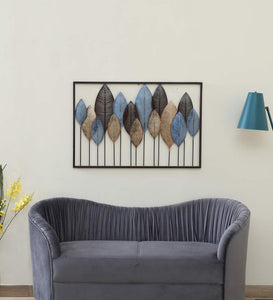 Metal Leaf Multicolour Wall Frame Metal Wall Art