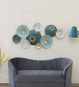 Shades of Green Seashells Metallic Wall Art Panel