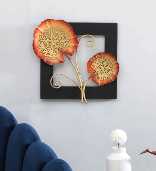 Kaira Leaf Multicolor Iron Wooden Wall Art