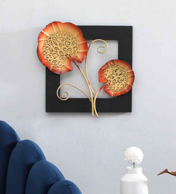 Kaira Leaf Multicolor Iron & Wooden Wall Art
