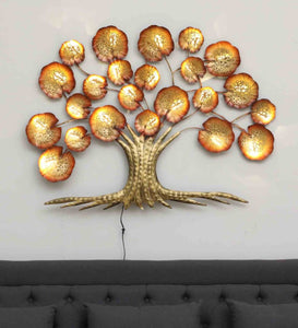 Kaira Leaf Multicolor Metal Led Wall Art