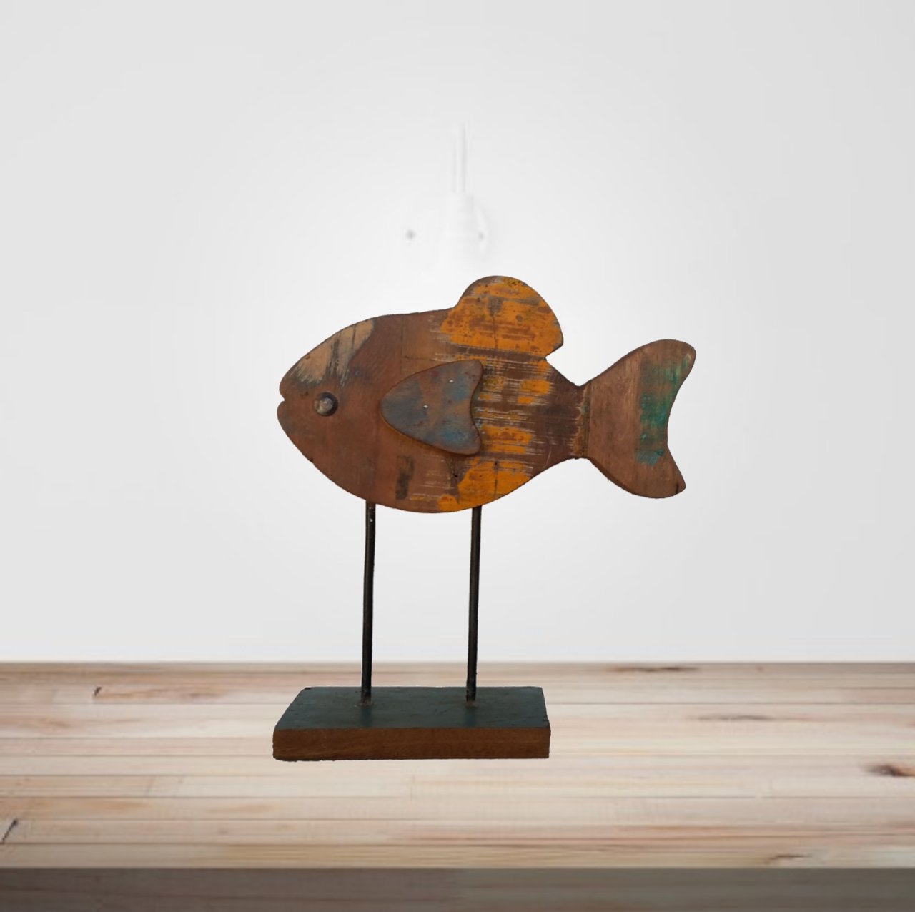 Buy Recycled Wooden Standing Fish Online - Kraphy