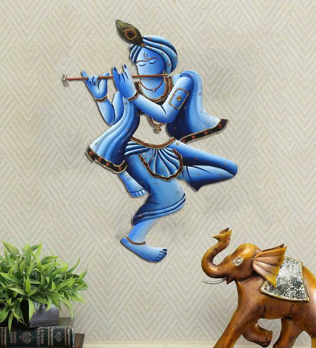 Blue Lord Krishna Playing Flute